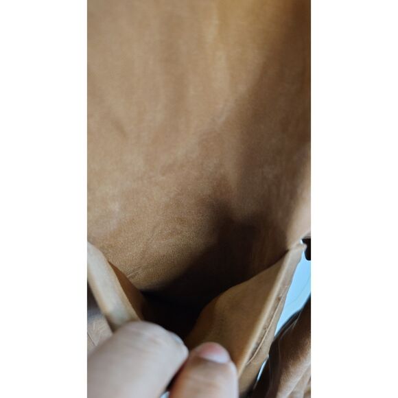 Talbots Women's Small Faux Suede Button Up Tan Shirt Blouse - Picture 4 of 6